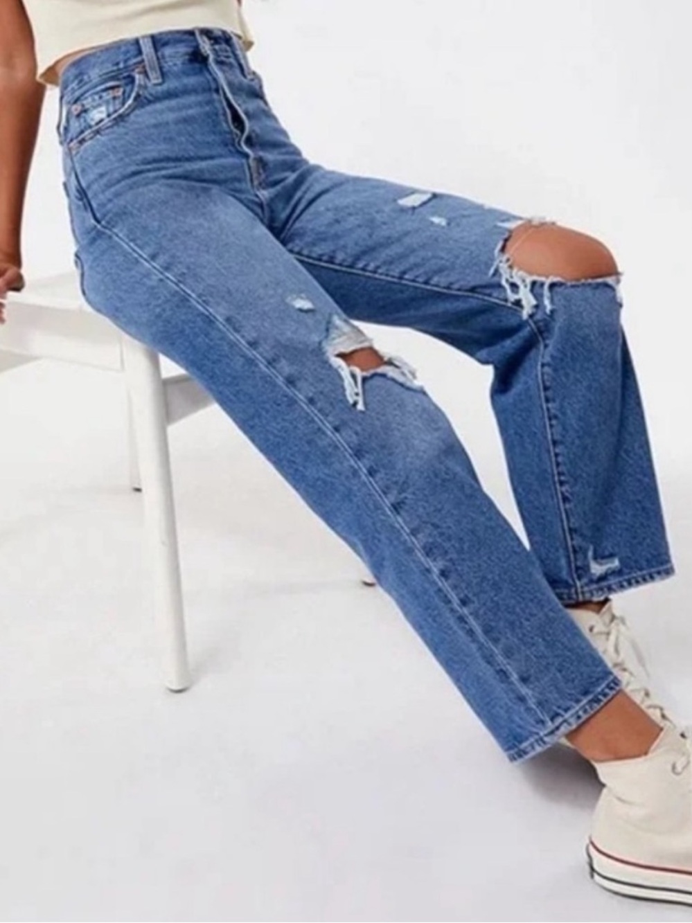 New Levi’s Ribcage Ankle Straight Distressed Jeans - Picture 2 of 4